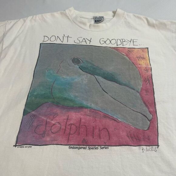 Ocean Life Dolphins Endangered Species Vintage T-Shirt XXL Single Stitch - Picture 4 of 6